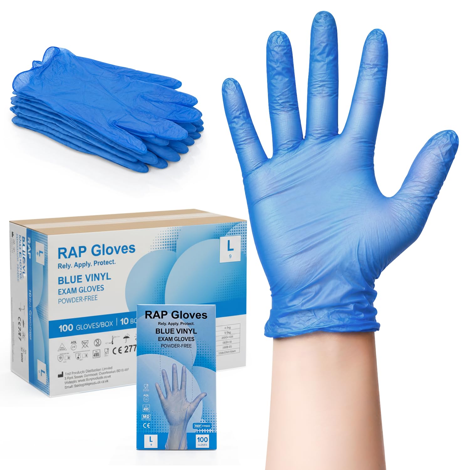 Blue Disposable Vinyl Gloves Large Size Pack of 1000 – Powder-Free, Non-Latex Gloves for Workshop Applications, Packaging, Lab, Automotive & Sanitation Bulk Pack — image 1