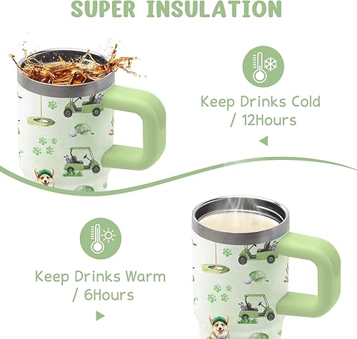 Miniatura 4 de Regalos de golf para niños y hombres, vaso de golf con asa y popote para niños, 14 onzas, regalos para amantes del golfista, divertida taza de acero