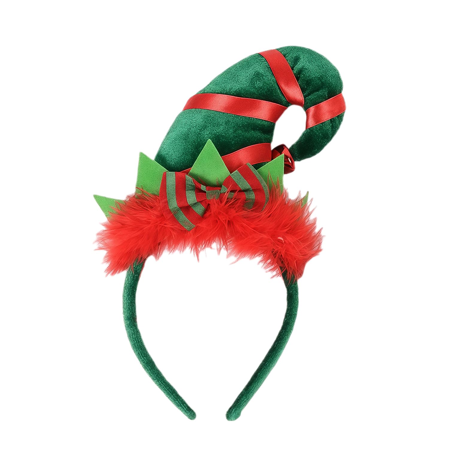 AOVNA Elf Hat Headband Fluffy Bow Cute Hairband Holiday Party Accessories for Xmas Party Fancy Dress Costume Decoration