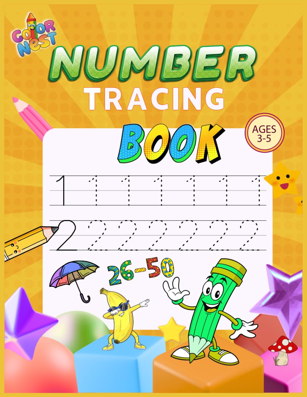 Number Tracing Fun 26-50: A Preschool & Kindergarten Math Workbook: Build Confidence and Fine Motor Skills with Fun Number Practice for Early Learners and Homeschooling Kids Ages 3-5