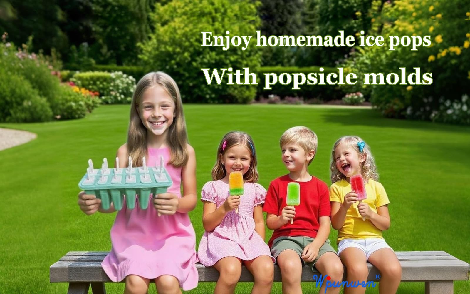 Moldes de silicona para paletas con palitos Wpunwen de 12 cavidades, moldes de helado con cepillo de limpieza, 12 palos reutilizables, 50 palitos, 50 bolsas, color verde