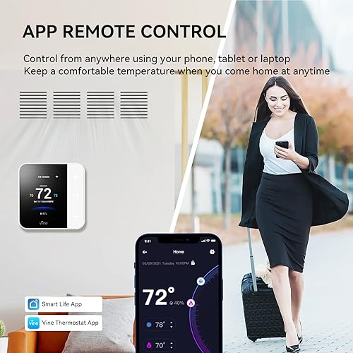 Miniatura 4 de vine Termostato para el hogar con pantalla táctil a color, termostato inteligente WiFi compatible con Alexa y Google Assistant, programable de 7