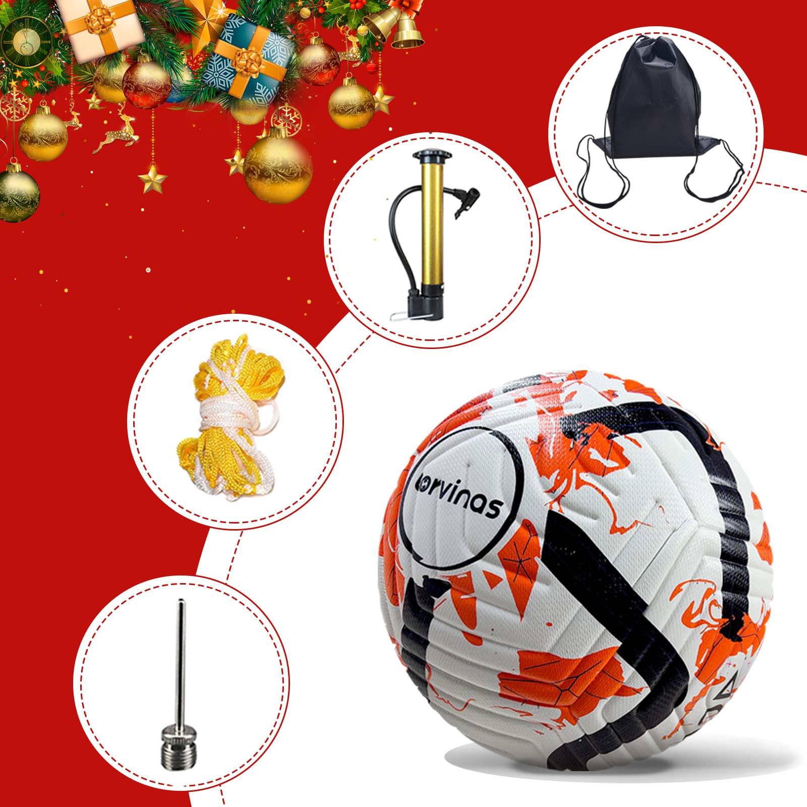 Balón de fútbol tamaño 5,4 – Piel sintética impermeable adherida térmicamente, entrenamiento profesional y pelota de partido para jóvenes y adultos, con bomba y bolsa, juego de regalo de