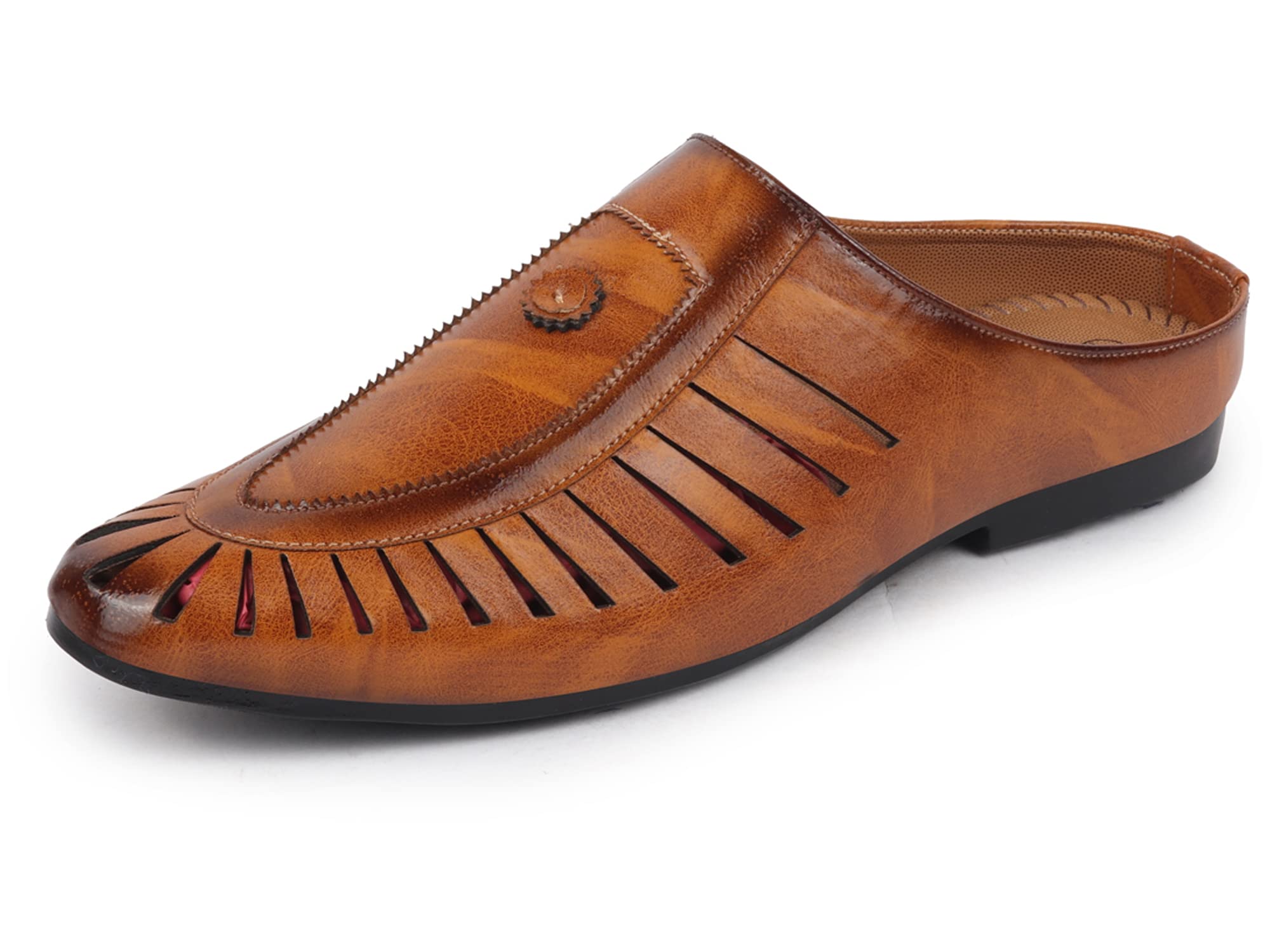 fausto Men's Back Open Laser Cut Ethnic Juttis & Mojaris-picture-22