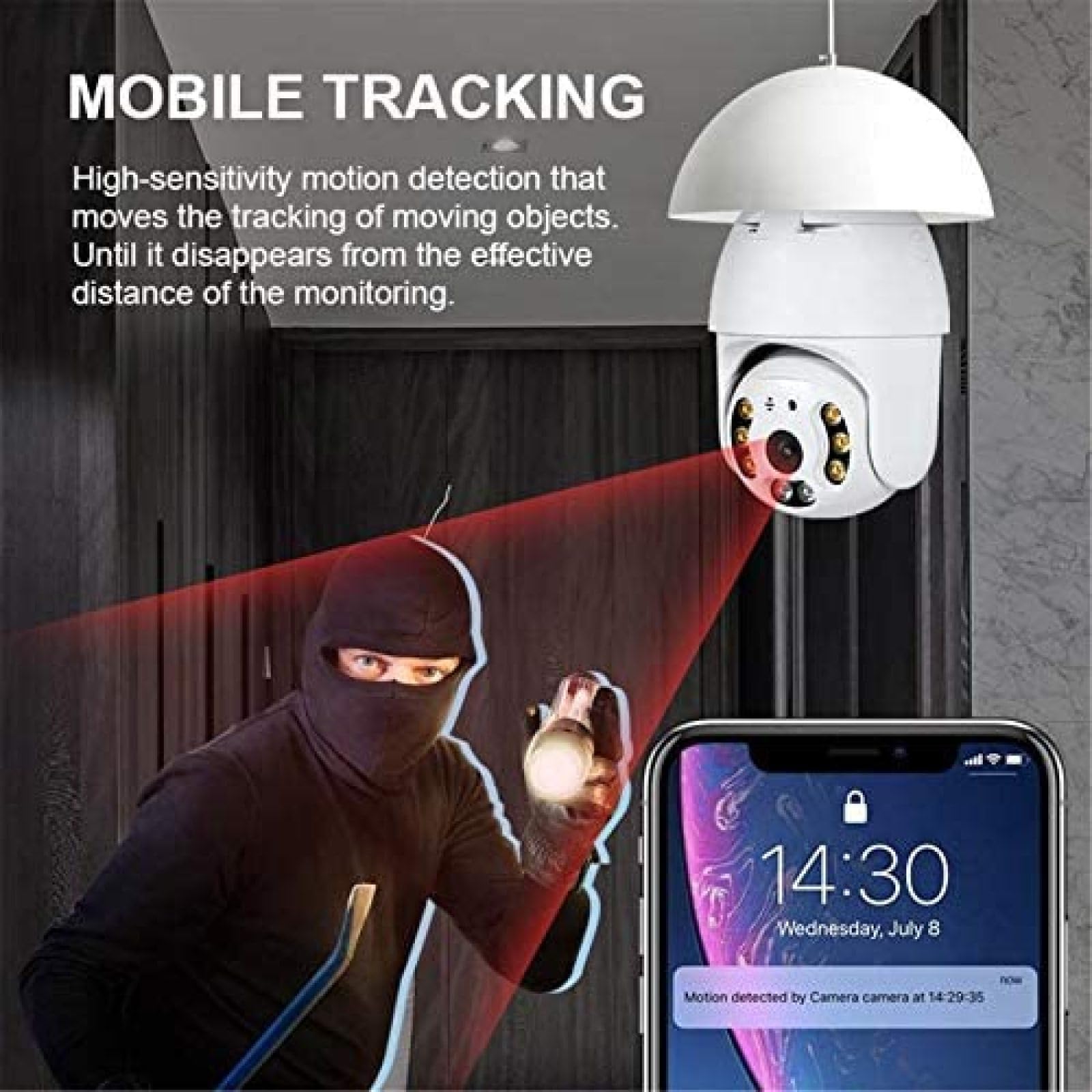 Telecamera con lampadina WiFi E27, lampada per telecamera di sicurezza PTZ Tuya Smart Life da 3 MP con visione notturna a piena luce, conversazione bidirezionale, monitoraggio automatico, vi
