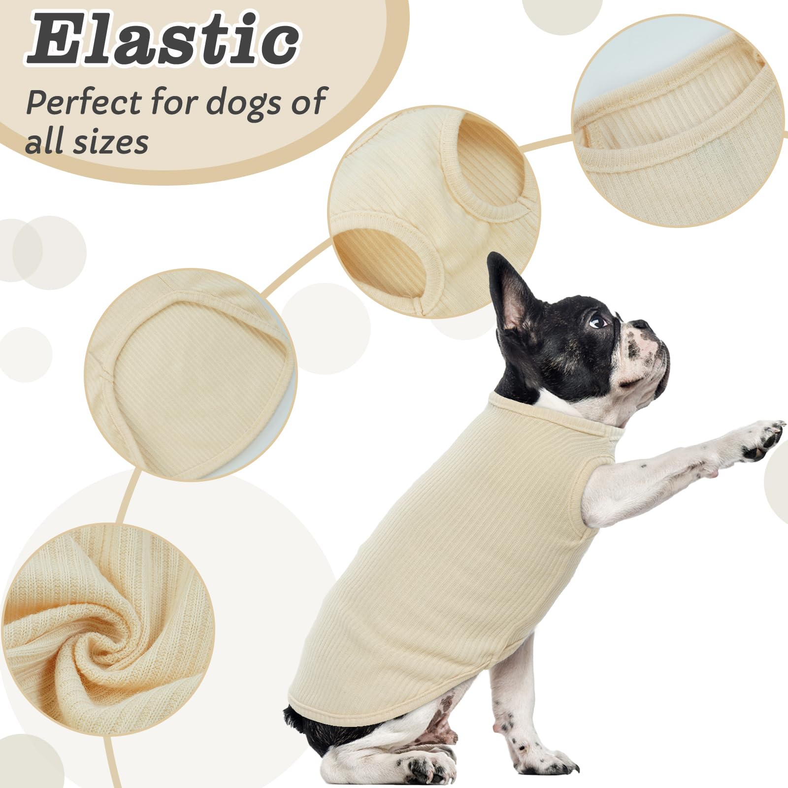 Hjumarayan Dog Tshirt, Summer Knitted Jumpers Soft Stretchy Clothes for Small Dogs Shirts Striped T shirt for Slim Pug Westie - Image 4