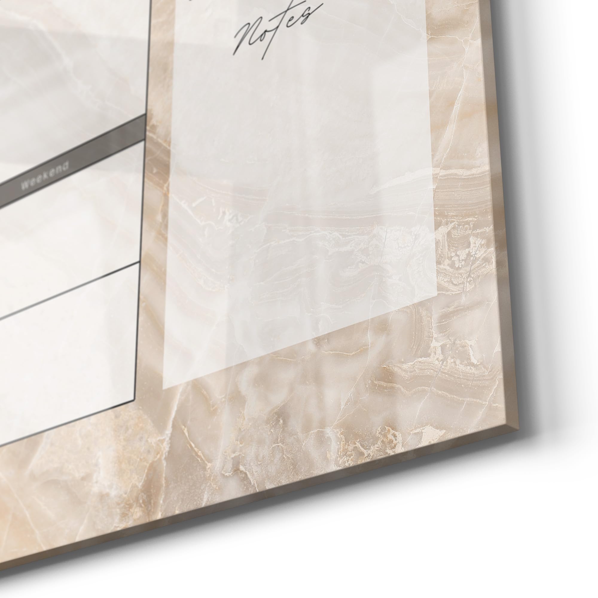 DEQORI Lavagna magnetica in vetro | 90 x 60 cm | motivo "Agenda settimanale elegante (EN)" | Lavagna magnetica con magneti, penna e panno per cucina e ufficio, lavagna magnetica e scrivibile