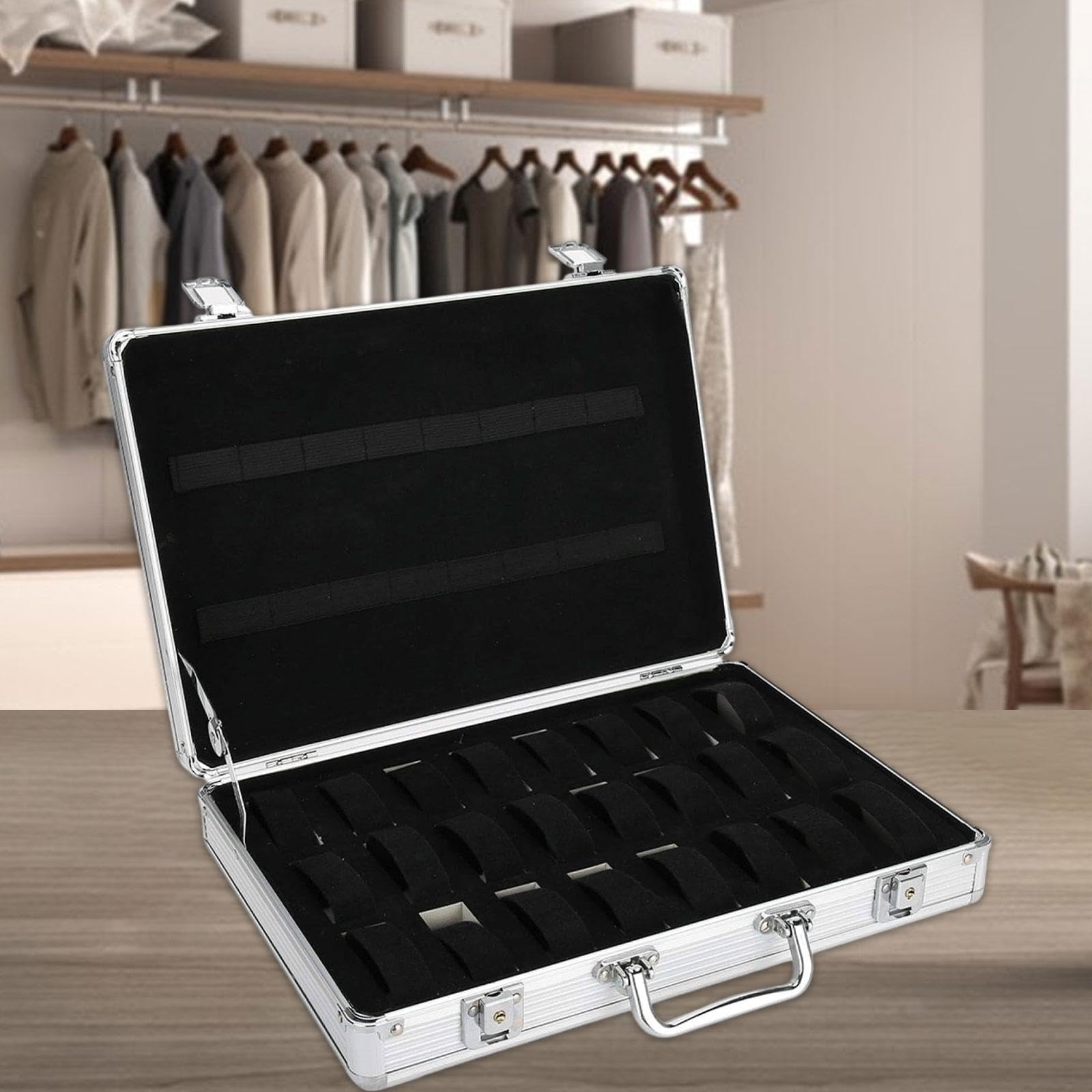 Milageto Maletín para Relojes Caja para Organizar Relojes de Aleación de Aluminio con Interior Acolchado Portátil Y Ligero Adecuado para Viajes Coleccionistas