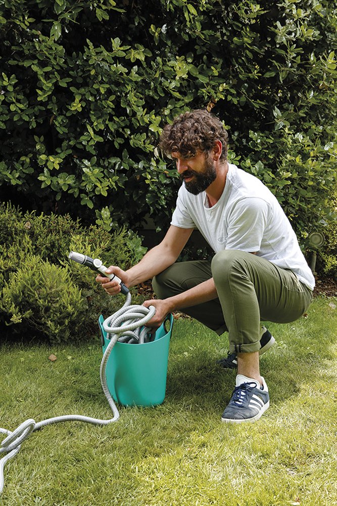 GF Garden, Aquapop 30, Tubo Estensibile da Giardino 30 Metri, in Kit pronto all’uso, con pratica Borsa di Plastica Contenitore, Verde Lime, per l’Irrigazione di Giardini, Balconi, Terrazzi e Verande