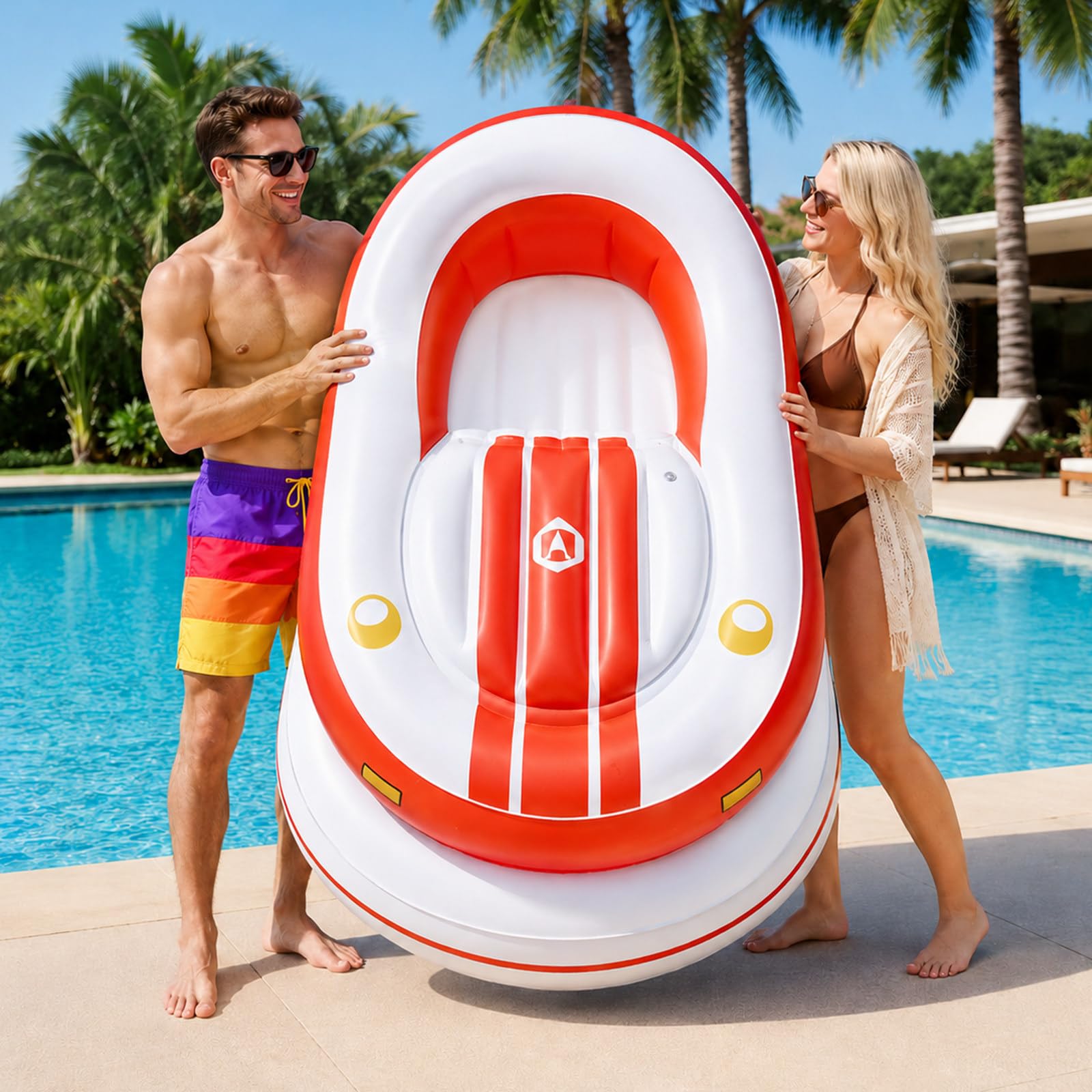 Lilishangmao Red Electric Bumper Boat, Motorized Pool Float For Adults With 46W Omnidirectional Thruster, 360° Joystick Steering, 265 Lb Support, 2 X 2600Mah Batteries For Pools And Calm Lakes