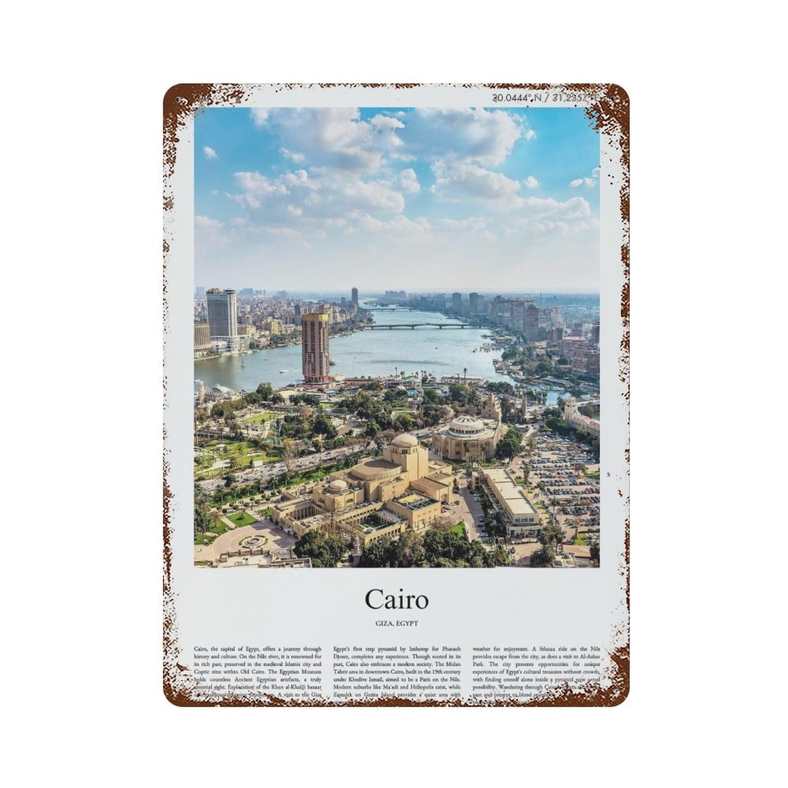 xiaoxiaoshen Cairo Giza, Egypt City Scenery Wall Decor Art Metal Tin Poster Modern Home Decor Art Home Bar Shop Decorations Vintage Sign 40x30cm