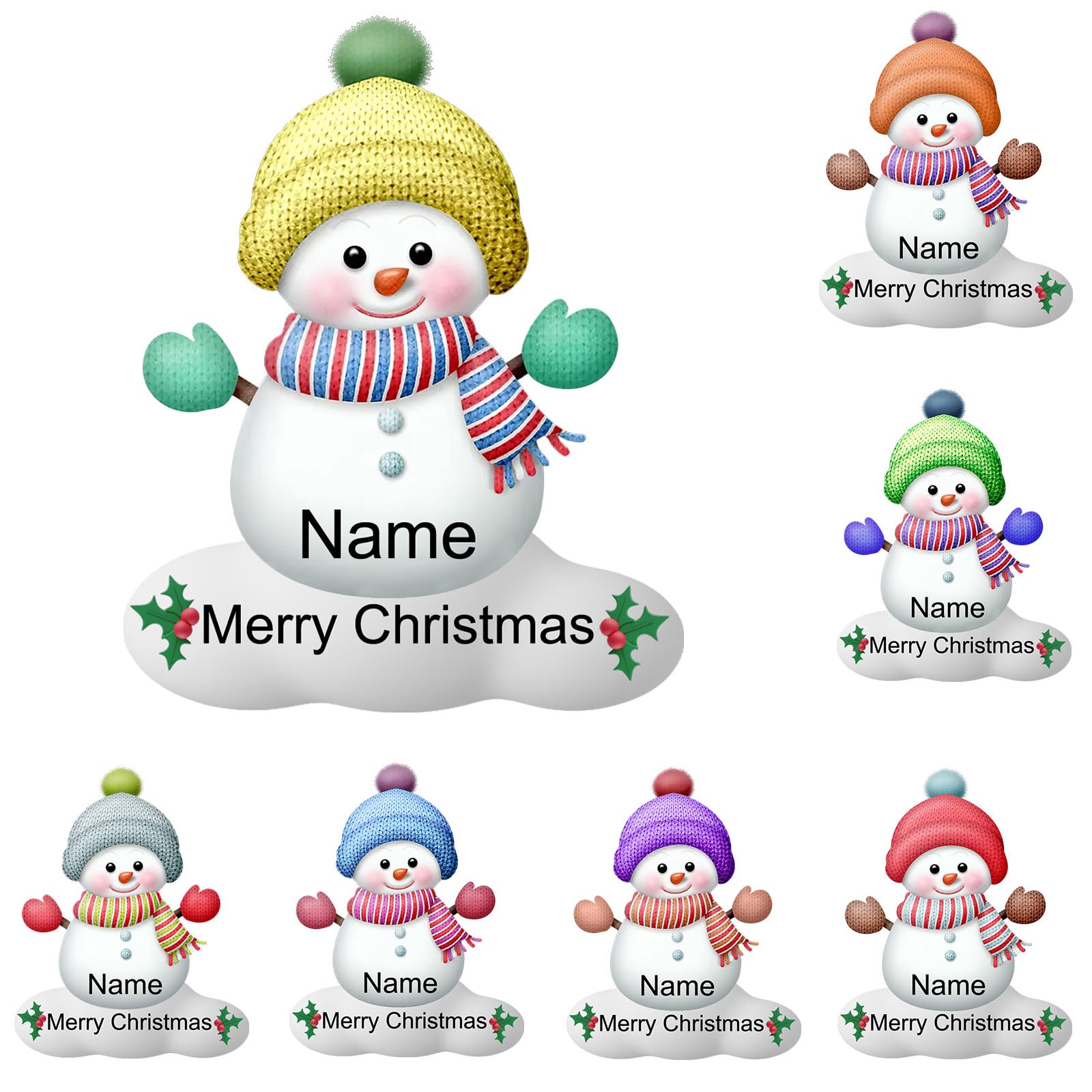 1PC Personalized Ornaments for Christmas, Custom Snowman Name Ornaments Customized Family Christmas Hanging Ornaments Xmas Tree Hanging Decorations Gifts with One Name and One Text