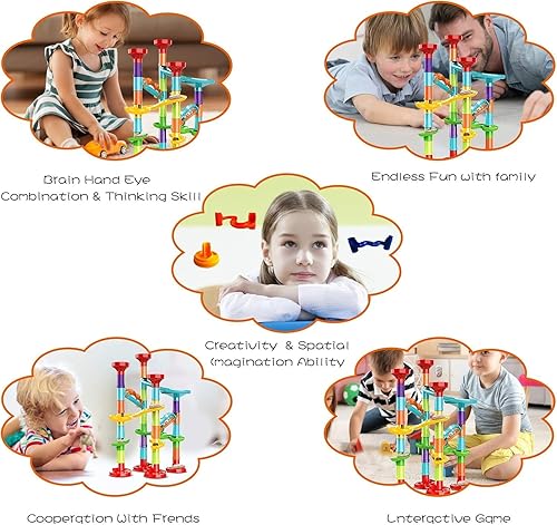 Miniatura 4 de Juego de 93 carreras de canicas con 30 canicas de vidrio para niños y niñas, juguetes de laberinto educativo de carreras, regalos de cumpleaños