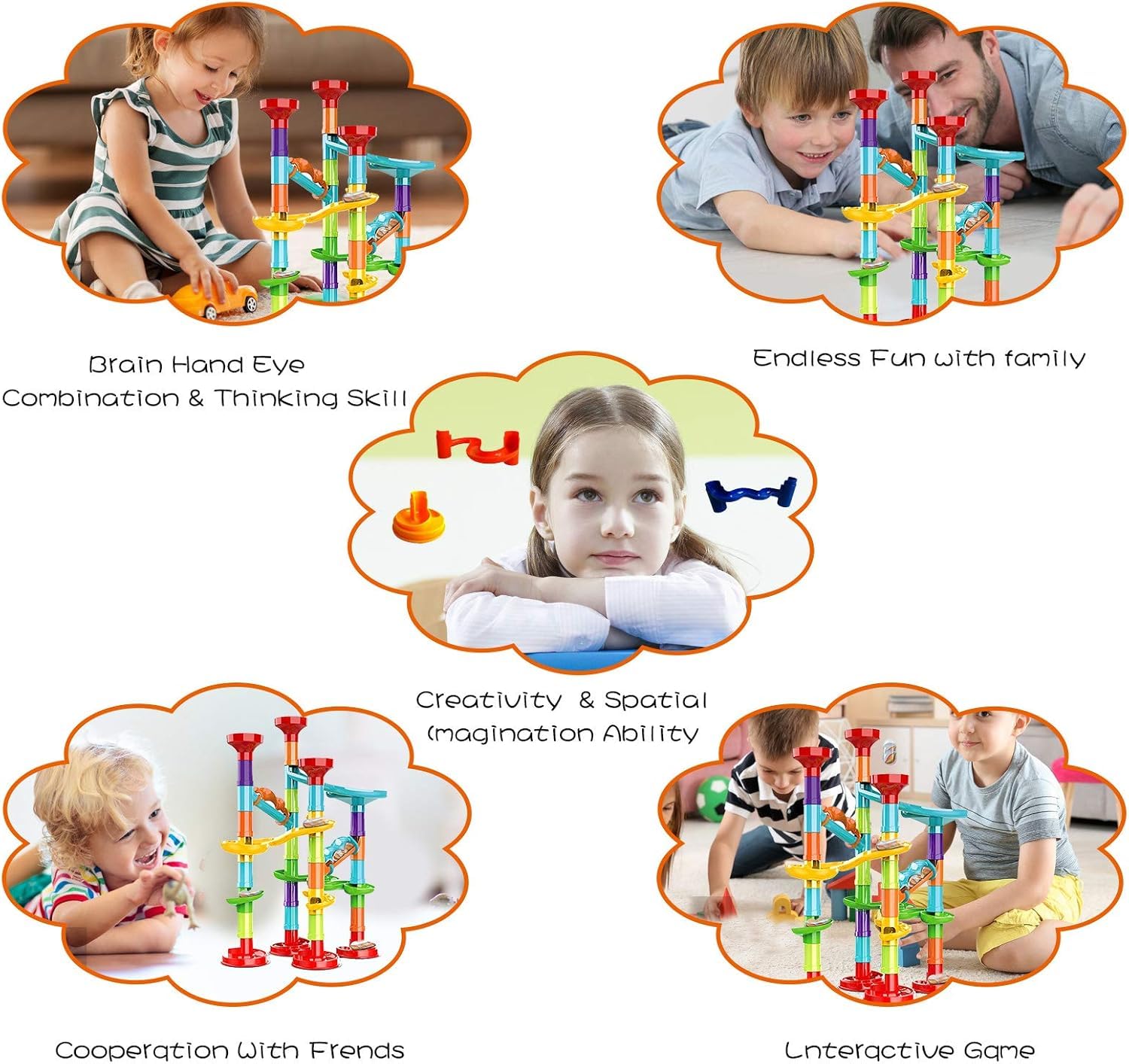 Juego de 93 carreras de canicas con 30 canicas de vidrio para niños y niñas, juguetes de laberinto educativo de carreras, regalos de cumpleaños (tamaño L) 4