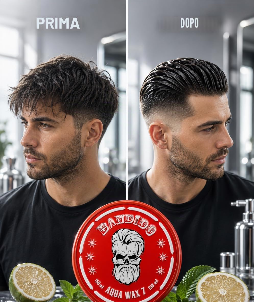 Bandido Aqua Hair Wax N. 7 Red 150 ml | Gel per capelli | Cera per capelli con profumo fruttato e forte tenuta