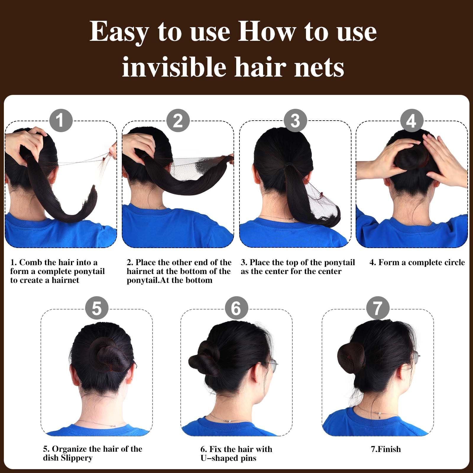 Dimeho Unsichtbare Haarnetze 20 Stück Bun Netze Haarnetze Elastisches Perückennetze, Individuelles Paket Haar-Dutt-Netz für Tanz Ballett Dutt-Maker, Kinder, Mädchen, Frauen haardonut (braun)