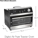 Four à toaster à air numérique Hamilton Beach, noir et acier inoxydable, 1800W, 10 fonctions de cuisson, 4 presets, convient pour une pizza de 12", four de comptoir pour 6 tranches, 31220