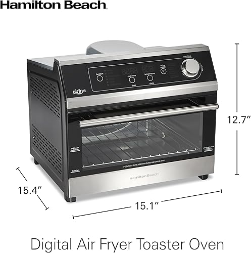 Miniatura 7 de Hamilton Beach Combo de horno tostador con freidora de aire digital, 10 formas de cocinar, 4 funciones preestablecidas, permanece encendido y 1800