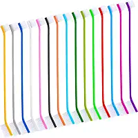 Nuenen 15 escovas de dentes para cães, duas cabeças, kit de escovação de dentes para filhotes, escova de dentes de cabo longo para cães grandes e pequenos, gatos, a maioria dos animais de estimação