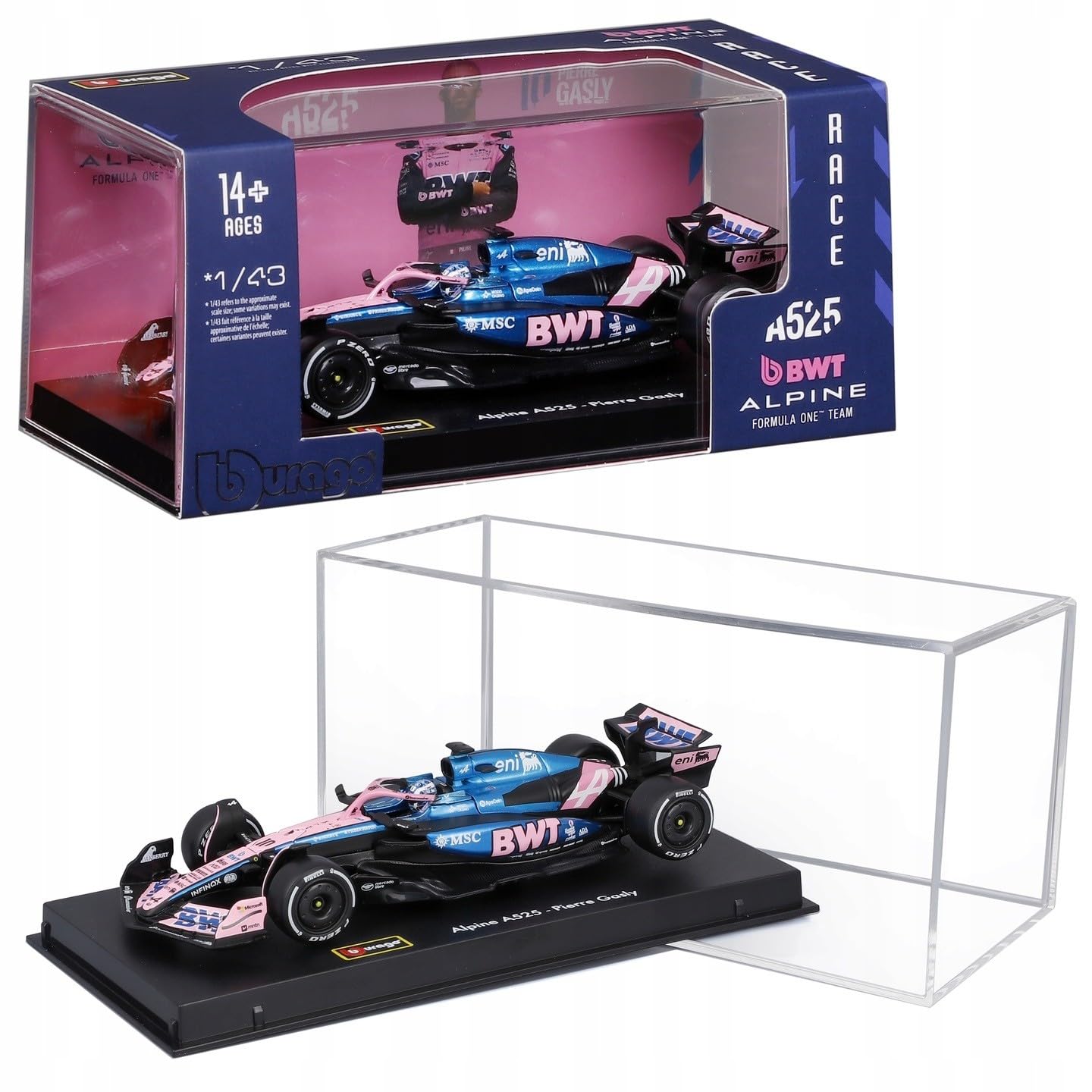 Bburago 1:43 Scale BWT Alpine F1 Team A525 Formula 1 Car 2025#10 Pierre Gasly – Die‑Cast Model, F1 Collectible (18‑38258)