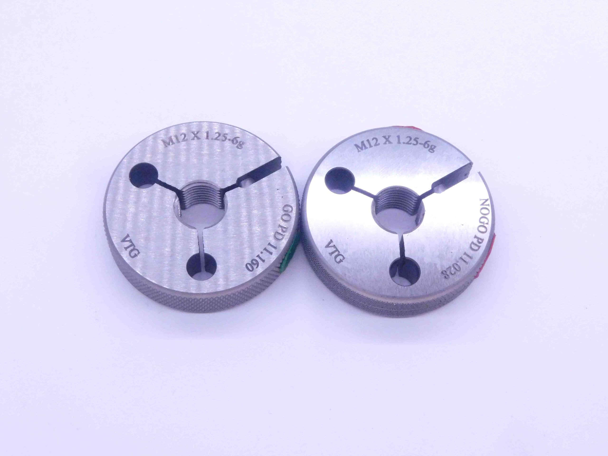 New M12 X 1.25 6g Vermont Thread Ring GAGES 12 GO NO GO P.D.'S = 11.160 & 11.028 - DW33508VTG