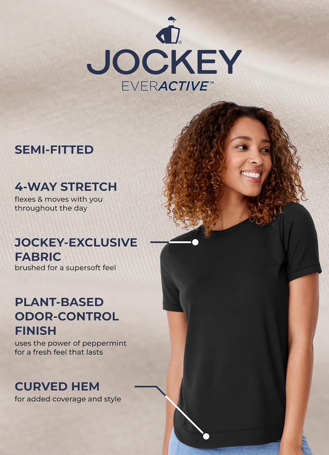Jockey Women's Activewear EVERACTIVE Short Sleeve Crew Neck Tee - Image 4