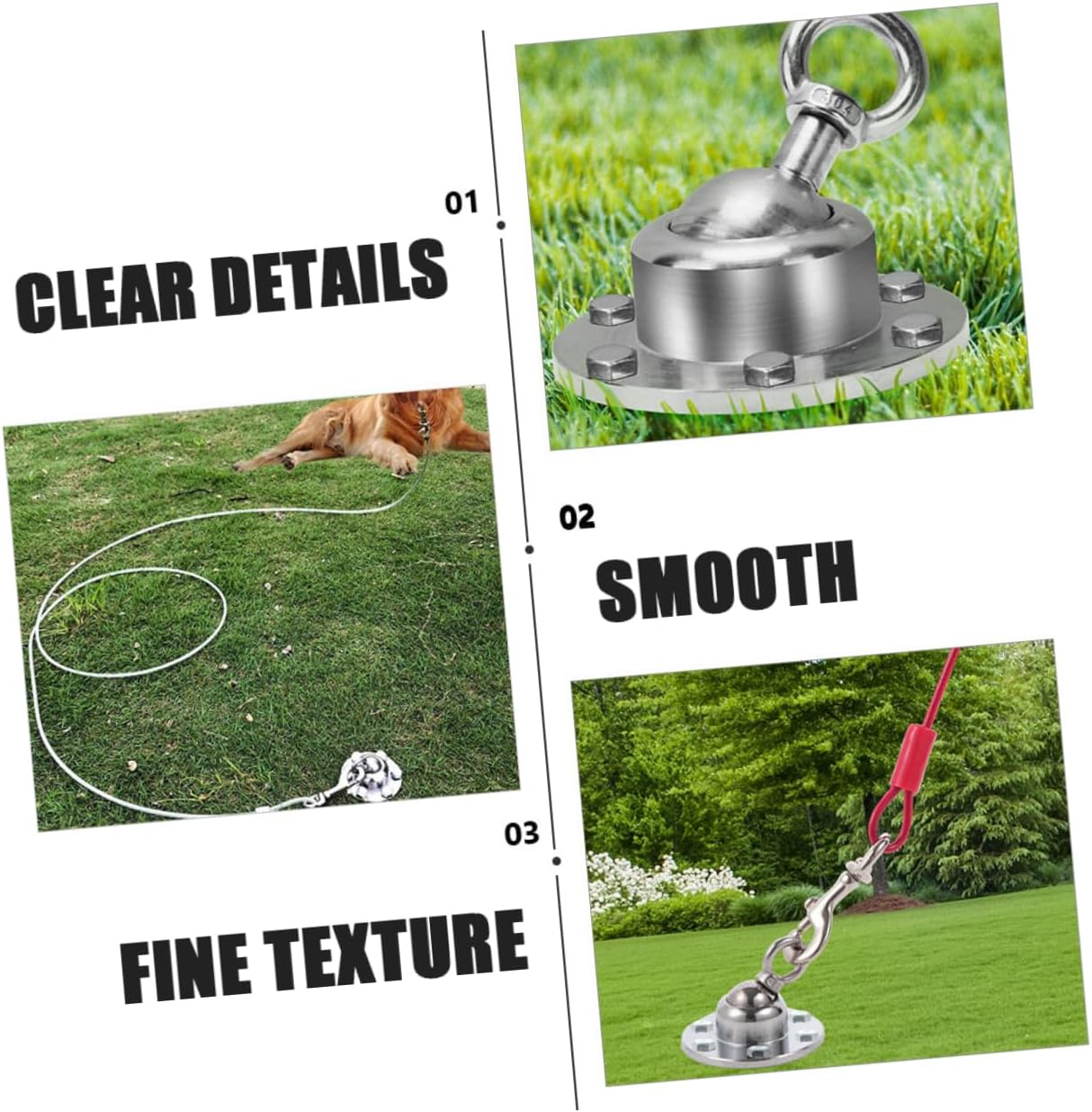 1set Swivel Dog Tie-Out Stake for Outdoor Use Heavy Duty Stainless Steel Dog for Camping and Parks Holds Multiple Pets Securely