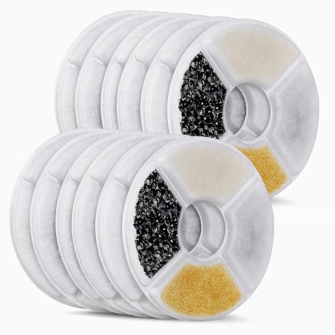 Pack de 17 Filtros para Fuente de Agua de Gatos/Mascotas – 12 Filtros + 4 Esponjas + 1 Cepillo miniatura 6