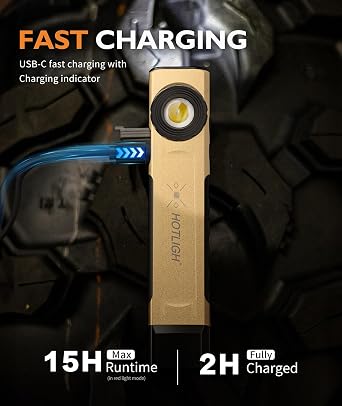 HOTLIGH Rechargeable Flashlight Magnetic - 700 Lumens LED Flashlight with Clip Design, Flat Flashlight for Car Repairing/Camping/Emergency