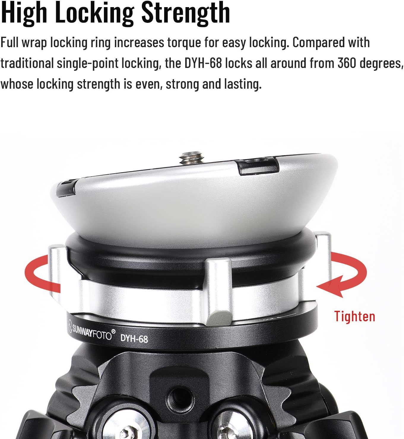 SUNWAYFOTO DYH-68 Leveling Base Tripod Head 22 lbs Load Capacity