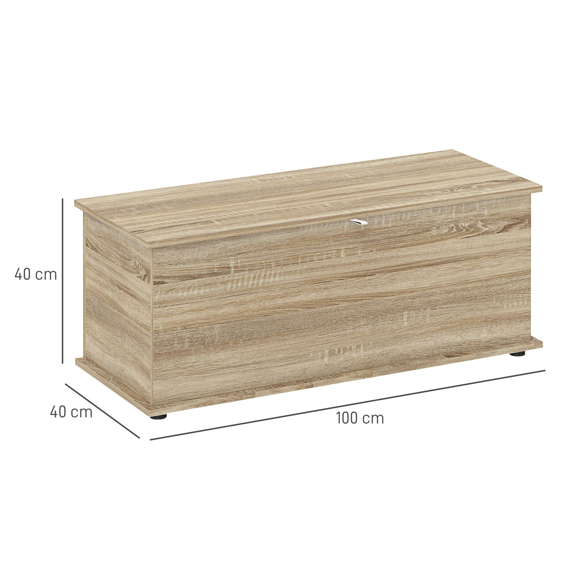 HOMCOM Cassapanca portaoggetti con coperchio pieghevole e cerniere di sicurezza, panchina scarpe, mobili da ingresso, corridoio, camera da letto, soggiorno, 100 x 40 x 40 cm, effetto legno naturale