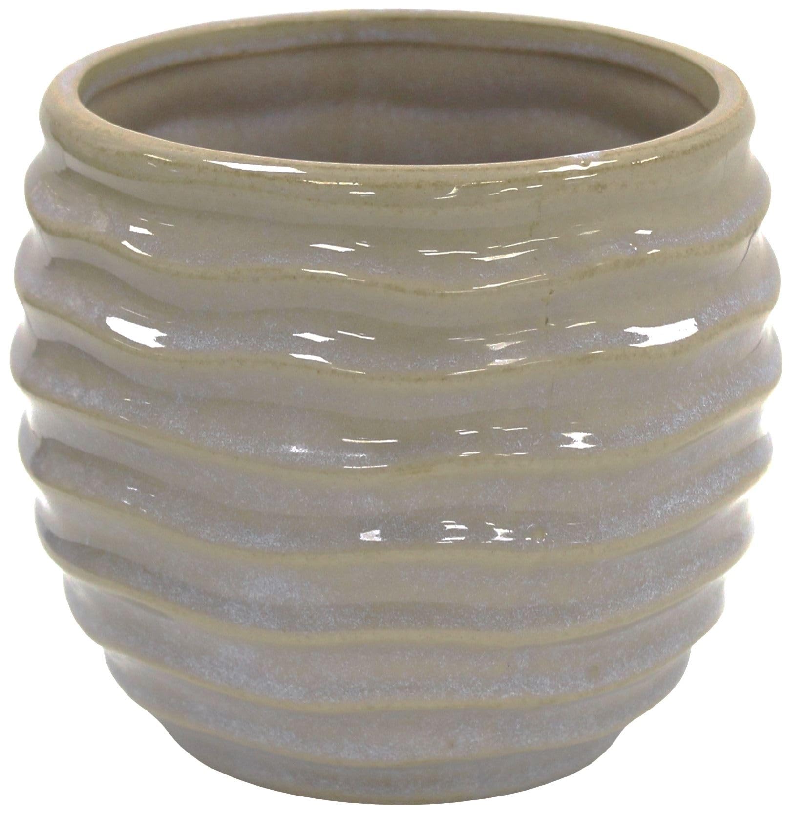 Rammento 14cm Rippled Reactive Glaze Ceramic Plant Pot, Grey | Small Decorative Plant Pot Indoor, Outdoor Garden Planter | Houseplant Pot for Plants, Herb & Succulent Patio Planter | Pots and Planters