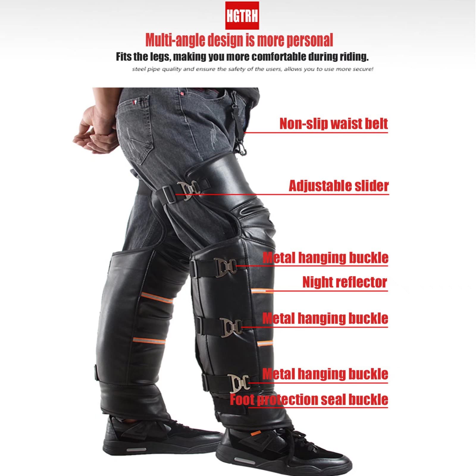 Ginocchiere per moto, Ginocchiera protettiva morbida invernale for sport all'aria aperta, for ciclismo, in pelle(B,Long wool)