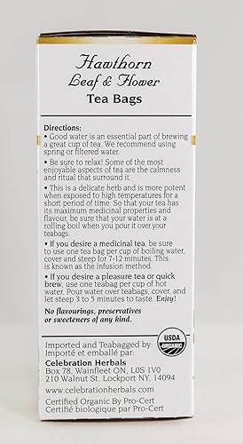 Miniatura 4 de CELEBRATION HERBALS Hawthorn Leaf & Flower Organic 24 Bolsa, 0.02 libras