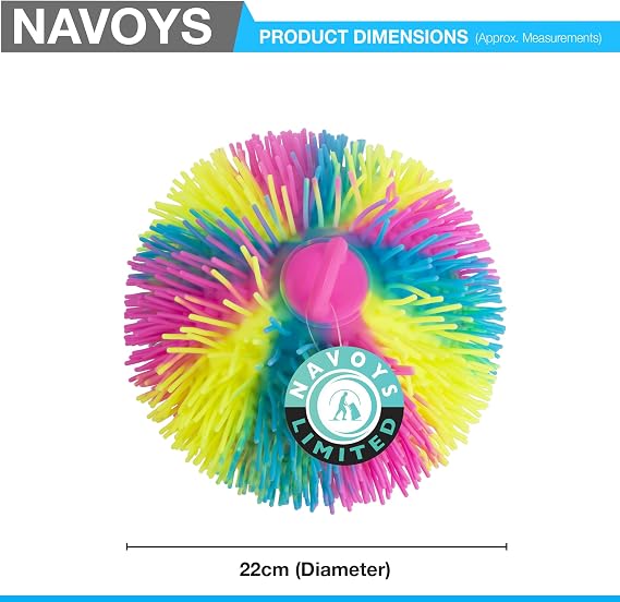 Rainbow Sensory Puffer Ball – 22cm/8.5 Stress Relief Toy with Spiky Texture & Stretchy Strings | Soft Silicone Tactile Fidget Ball for Focus, Relaxation & Motor Skill Development