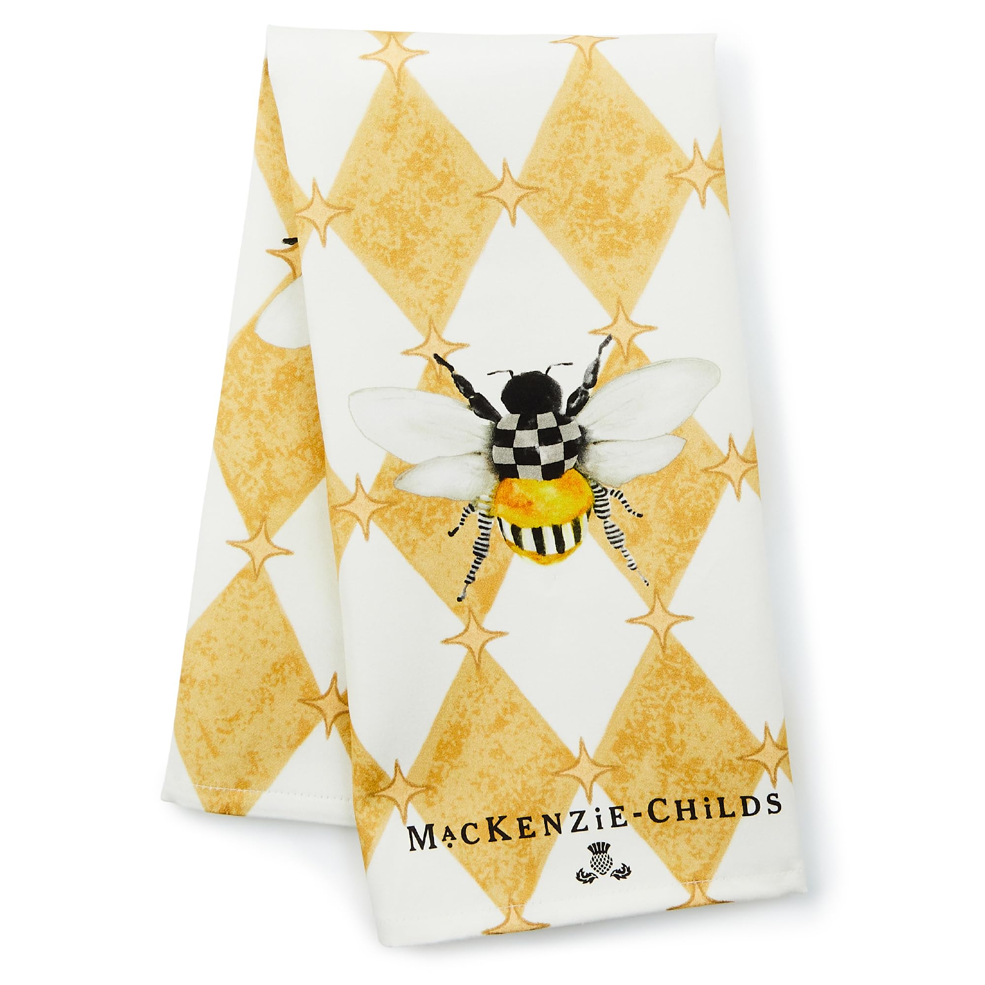 MACKENZIE-CHILDS Cotton Dish Towel, Decorative Kitchen Towel, Honeycomb with Bees