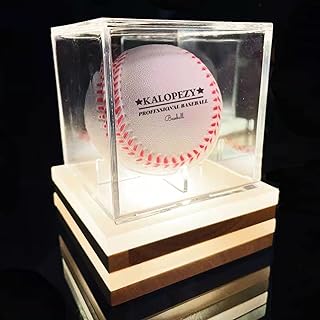 Baseball Display Case,LED Ball Stand Holder Light, UV Protected Acrylic Boxes for Display,Clear Display Case Baseball Cube...