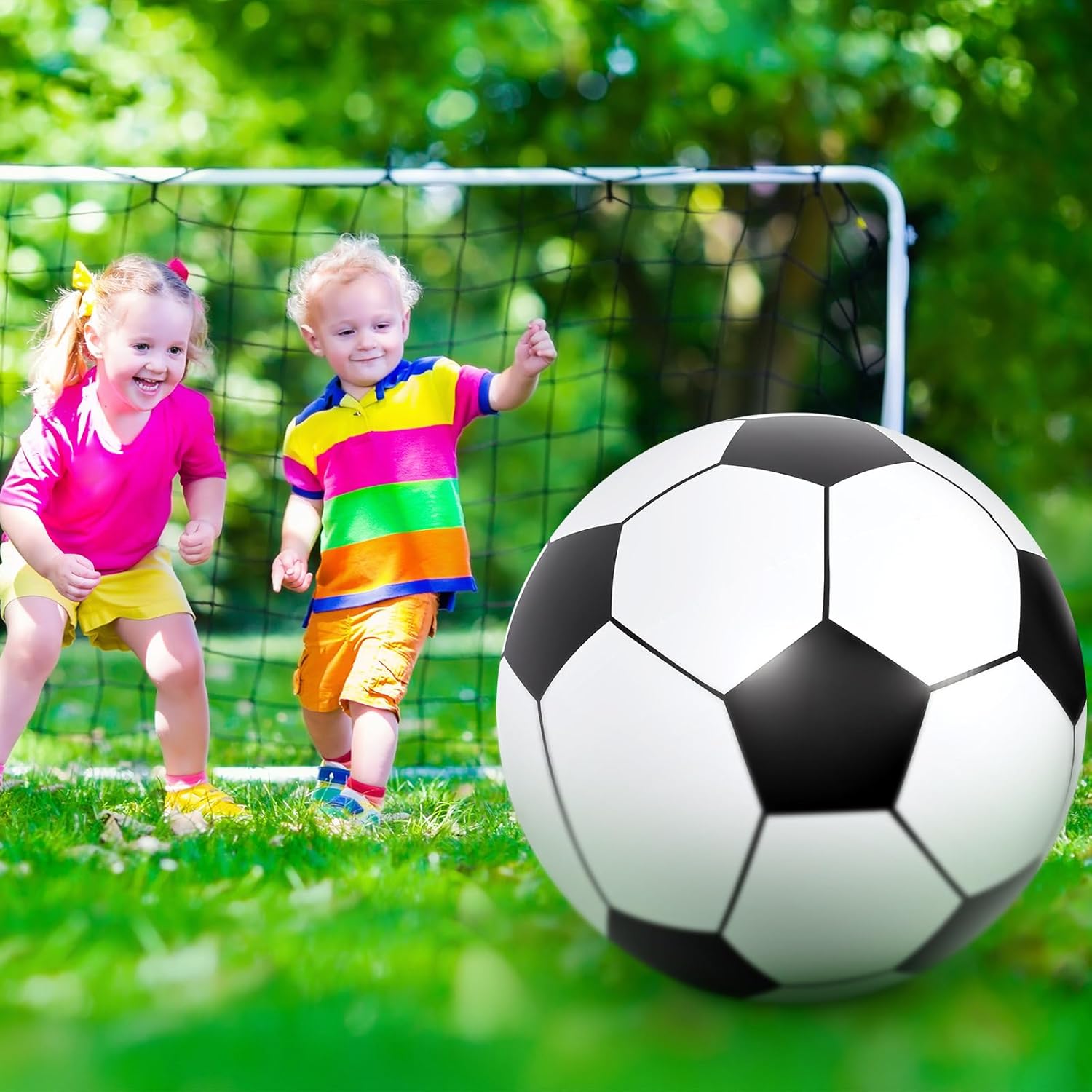 Lewtemi 2 Pcs 40 Inch Giant Inflatable Soccer Ball Large Huge Beach Balloons Oversized Football Sport Birthday Party Decoration Favor Gift Pool Supplies for Outdoor Game Summer Activity Black, Red image 6 of 7 B0F9YWQHZ1