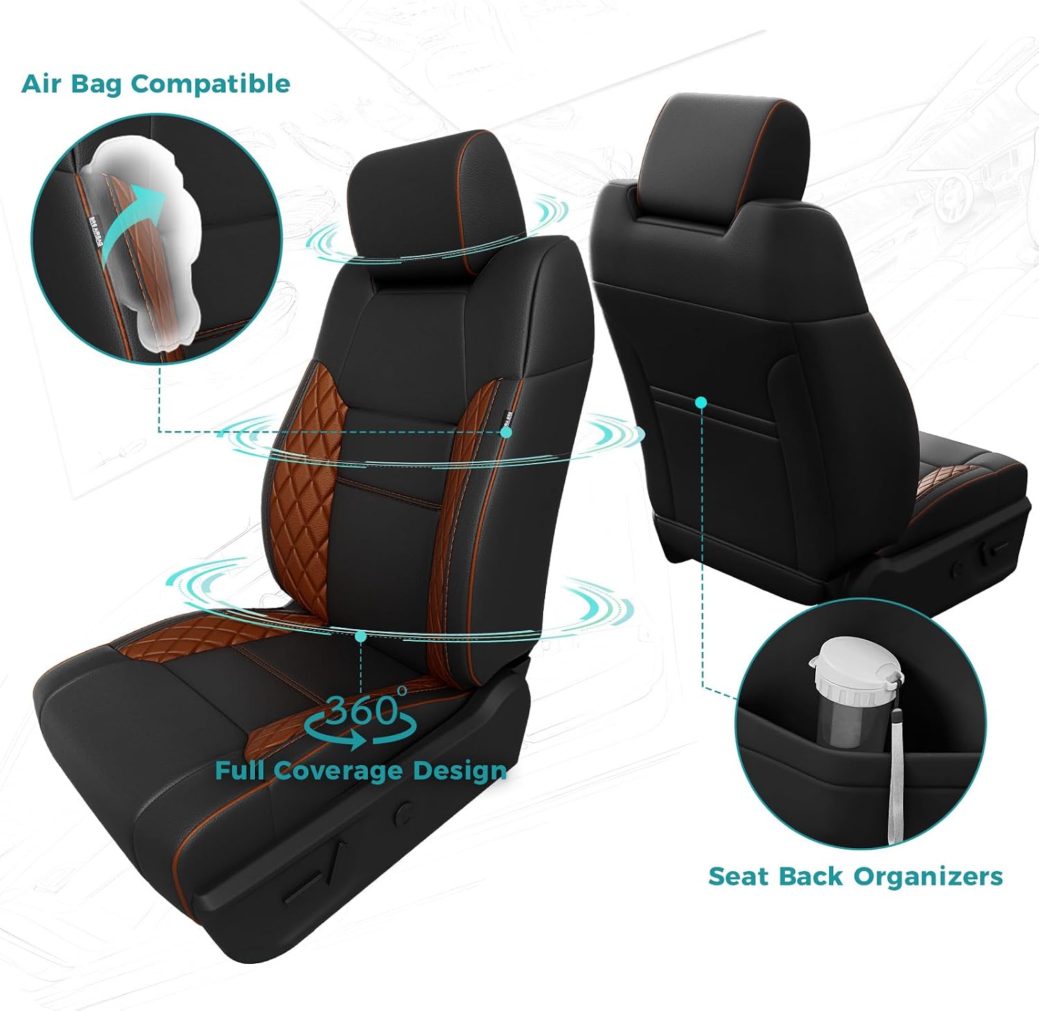 for Toyota Tundra Custom Truck Seat Covers 2014 2015 2016 2017 2018 2019 2020 2021 CrewMax Only,Tundra Leather Interior Full Set,Pickup Car Seat Covers Accessories,BlackBrown