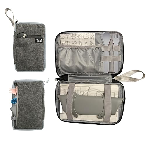 THEO'S Embrague de suministros de destete LED para bebé, se adapta a los elementos esenciales de la hora de la comida e incluye trabillas para