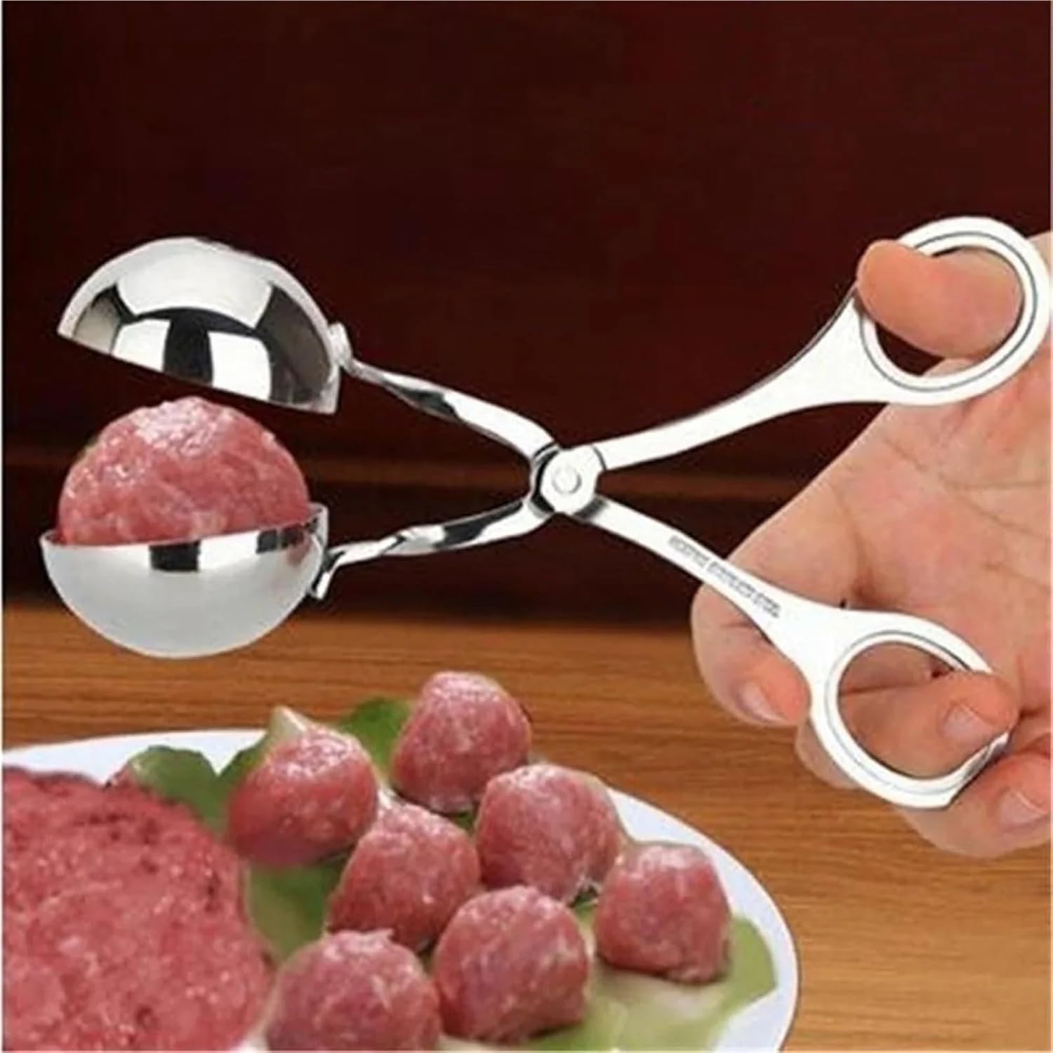 Stainless Steel 6-Piece Meatball Forming Clip – Round Rice Ball Shaper Spoon for Non-Stick Stuffed Kitchen Prep(Mix)