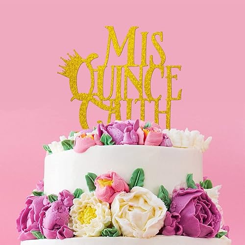 Miniatura 5 de Happy Birthday Cake Topper Custom Names Numbers Mis Quince Happy 15th Birthday Engraved Cake Insert Topper Baking Cake Supplies Decoration for