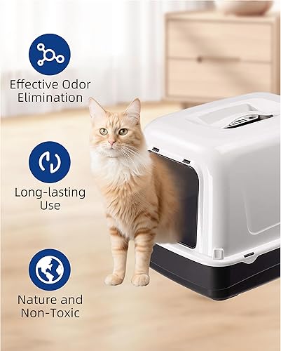 Miniatura 2 de Paquete de 8 cajas de arena de repuesto extra gruesas de 0.6 pulgadas con capucha de carbón activado para gatos (6 x 6.5 pulgadas)