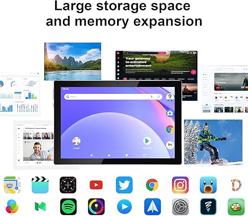 Miniatura 2 de Tablet Android 15, tabletas de 10 pulgadas, 8 GB de RAM+32 GB de ROM2 TB expandibles, tabletas 2 en 1 con funda para teclado, pantalla IPS de 1280 x