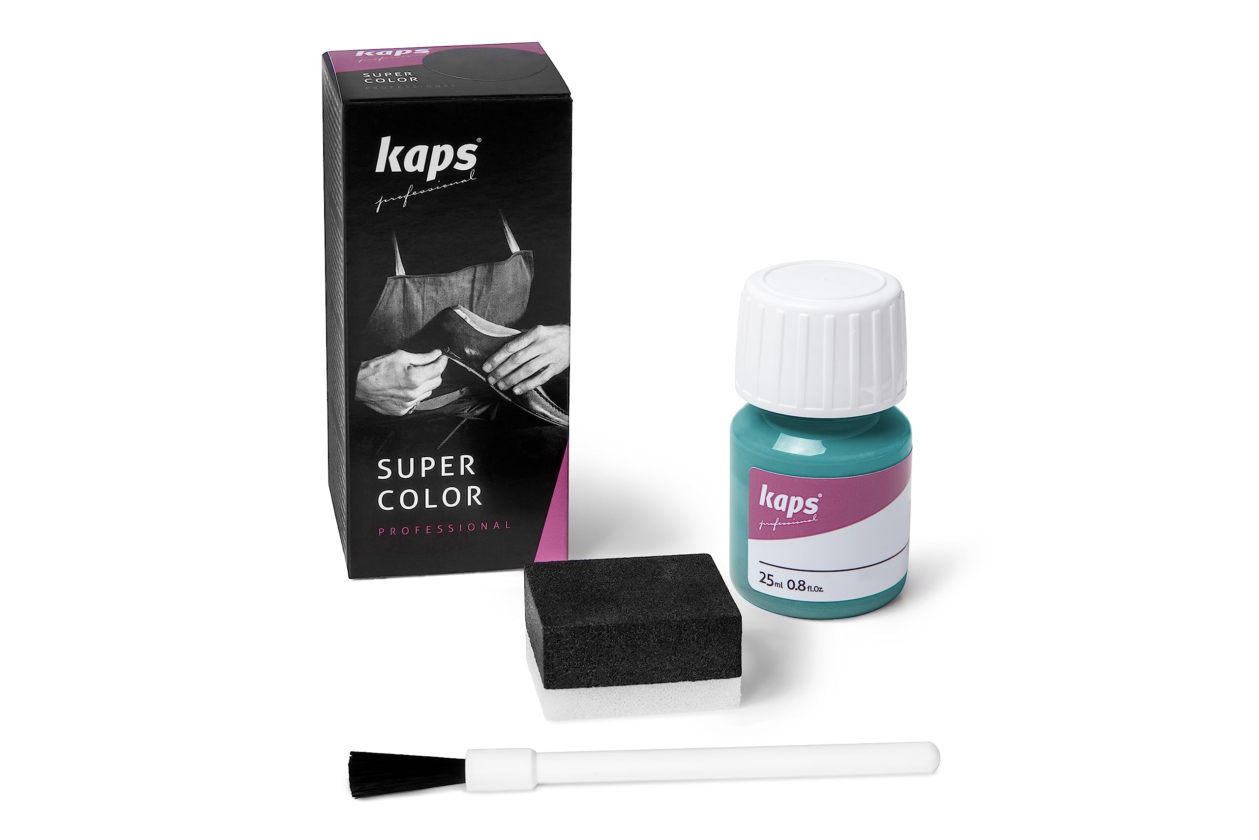Tinte para Zapatos y Bolsos de Cuero y Textil con Esponja y Brocha, Kaps Super Color, 70 Colores (117 - azul marino) — view 35