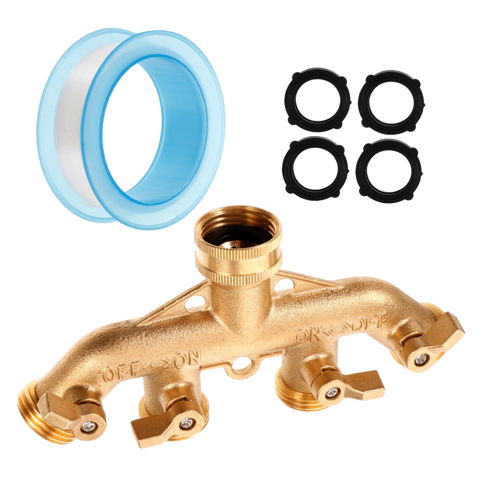 SHINEOFI Divisor de Manguera de 4 Vías Conexión de Agua, Adaptador de Conector para Riego de Jardín, Sistema de Manguera y Lavado de Automóvil