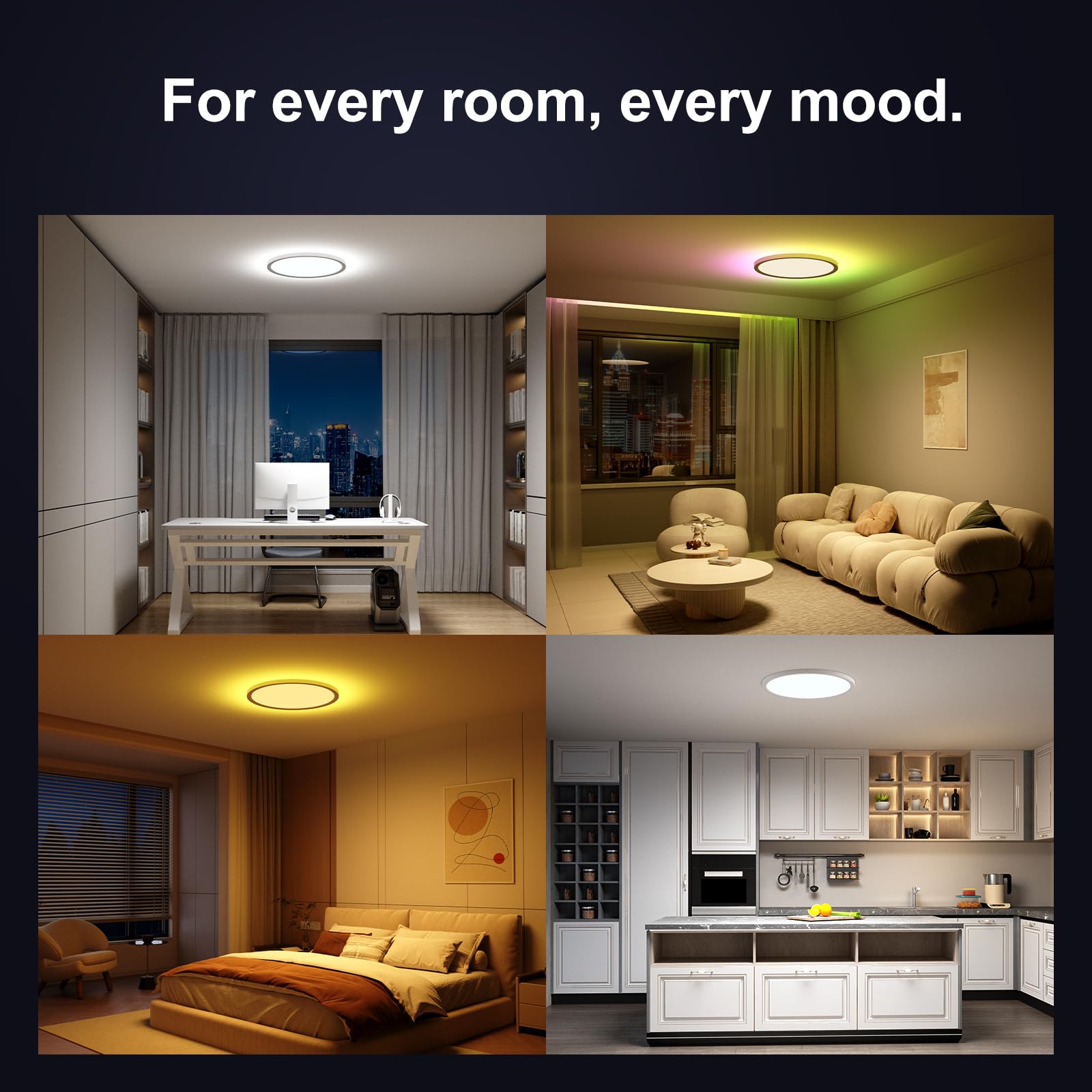YiLaie Plafonnier LED Dimmable Télécommande,24W RGB Rond luminaire plafonnier,2700LM éclairage de plafond,3000K-6500K Lampe Plafond Moderne Pour Salle de bain,Salon,Chambre,Etanche IP44,Ø30CM