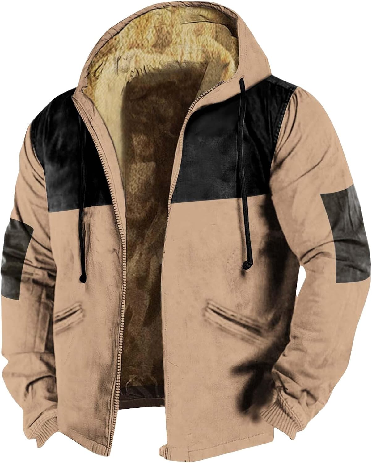 Ymosrh Men's Casual Fleece Sherpa Lined Jacket Long Sleeve Winter Warm Coats, M-7XL