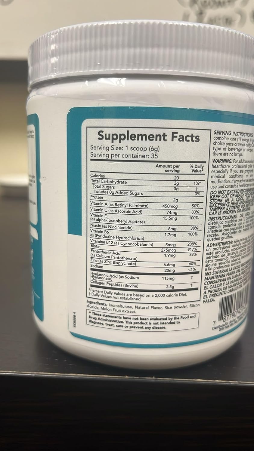 Eternal Spirit Beauty Hydrolyzed Collagen Peptides: Type 1 & 3 with Hyaluronic Acid, Biotin, Vitamins C & E