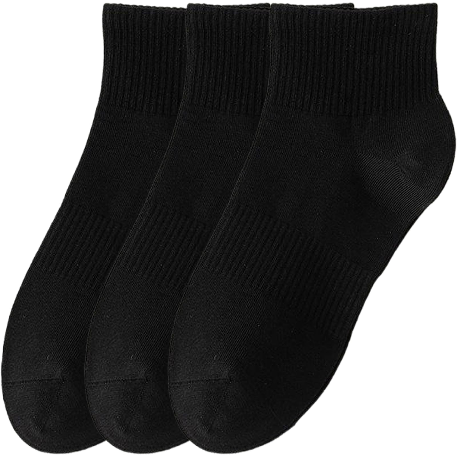 Hamjax Women's Black 3 Pairs Casual Socks Cotton Sneaker Socks Ankle Socks,